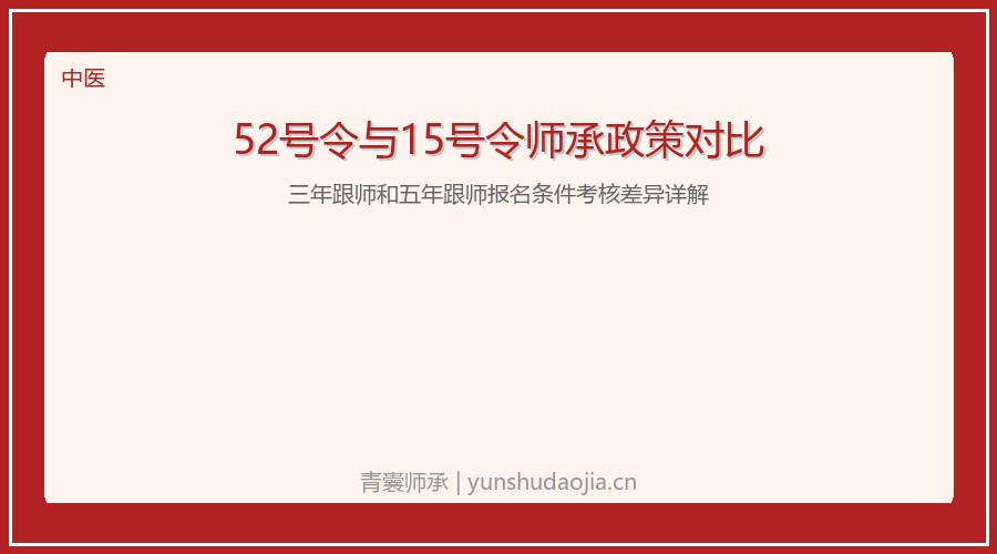 52号令与15号令师承政策对比：三年跟师和五年跟师报名条件考核差异详解